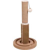 Flamingo Ayla Krabpaal – speelgoed met ballen – krabpaal met borstel – crème – 29 x 29 x 53 cm – zacht pluche – krabtouw van jute – het rubber geeft je kat een prachtige massage - thumbnail