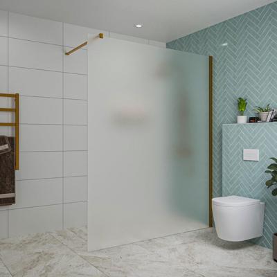 Fortifura Galeria inloopdouche - 160x200cm - mat glas - wandarm - Geborsteld koper PVD (Koper) SW797932/SW876702