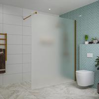 Fortifura Galeria inloopdouche - 160x200cm - mat glas - wandarm - Geborsteld koper PVD (Koper) SW797932/SW876702 - thumbnail