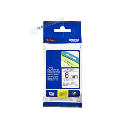 Labeltape Brother P-touch TZe-111 standaard 6mm zwart op transparant