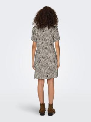 Only Onlevida S/s Short Dress Wvn Noos Zomerjurkjes Pumice Stone Alma Heart Leo
