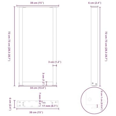 Console tafelpoten 2 st U-vormig 38x(72-73) cm staal zwart