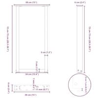 Console tafelpoten 2 st U-vormig 38x(72-73) cm staal zwart - thumbnail