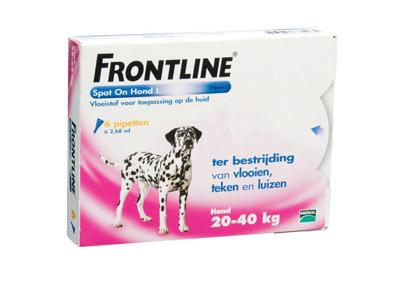 Frontline spot-on anti-vlooienmiddel voor de hond L / 20-40 kg 6 pipetten Frontline spot-on anti-vlooienmiddel voor de hond L / 20-40 kg 6 pipetten