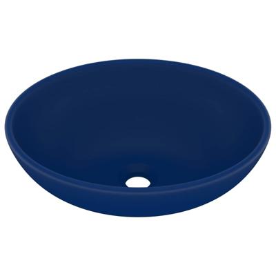Wastafel ovaal 40x33 cm keramiek mat donkerblauw