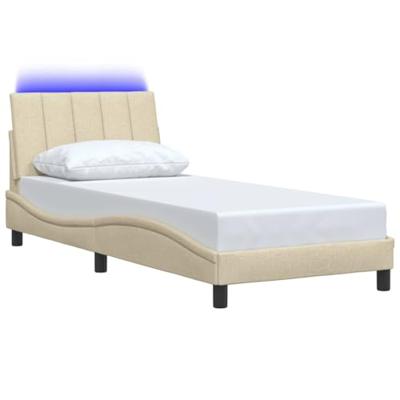 Bedframe zonder matras "Hanko" 90x200 cm stof crèmekleurig