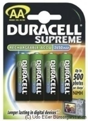 Duracell AA HR6 oplaadbare NiMH (nikkelmetaalhydride) 2500 mAh, 1,2 V, 119 x 84 x 15 mm