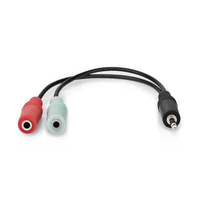 Nedis CAGB22150BK02 Stereo-audiokabel 3,5 Mm Male 2x 3,5 Mm Female Vernikkeld 0.20 M Rond Antraciet Doos