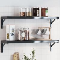 Plankdragers 4 st 20x2,5x14 cm roestvrijstaal zwart - thumbnail