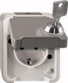 Merten MEG2423-8029 Wandcontactdoos AquaStar Lichtgrijs 1 stuk(s)