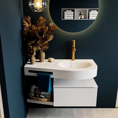 MONDIAZ RIVA 100cm badmeubel onderkast / planchet kleur Talc met 1 lade. Wastafel DULCET rechts 1 kraangat kleur Talc. MONDIAZ RIVA 100cm badmeubel onderkast / planchet kleur Talc met 1 lade. Wastafel DULCET rechts 1 kraangat kleur Talc.