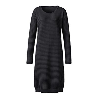 Gebreide ribbeljurk met bio-merinowol, zwart 40/42