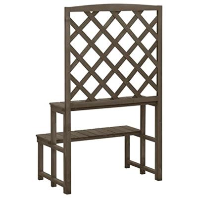 VidaXL Plantenrek met latwerk 70x42x115 cm massief vurenhout grijs VidaXL Plantenrek met latwerk 70x42x115 cm massief vurenhout grijs