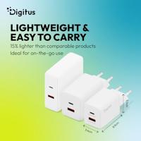 Digitus DA-10302 USB-oplader 45 W 1x USB-A, 1x USB-C Wit - thumbnail