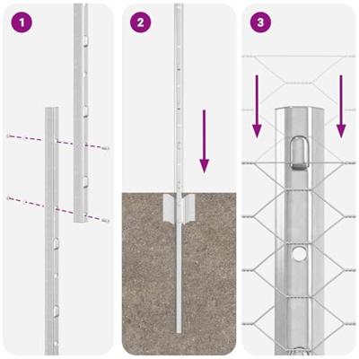 VidaXL Hek met paal zilver 1 x 25 m staal