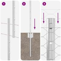 VidaXL Hek met paal zilver 1 x 25 m staal - thumbnail