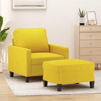 Fauteuil met voetenbank 60 cm stof lichtgeel - thumbnail
