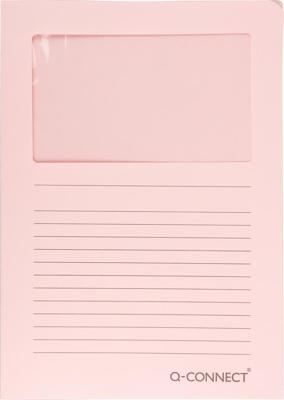 Q-CONNECT L-map met venster, 120 g/m², A4, pak van 100 stuks, lichtroze
