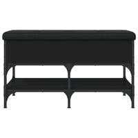 Schoenenbank 82x42x45 cm bewerkt hout zwart - thumbnail