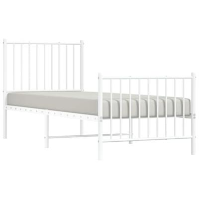Bedframe met hoofd- en voeteneinde metaal wit 75x190 cm