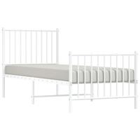 Bedframe met hoofd- en voeteneinde metaal wit 75x190 cm - thumbnail