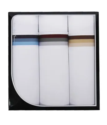 3-pack - Heren zakdoeken, Vintage White - Cadeauverpakking katoenen zakdoeken