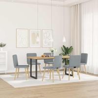 Eetkamerstoelen 6 st stof lichtgrijs - thumbnail