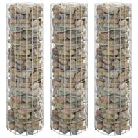 VidaXL Gabion plantenbakken 3 st rond verhoogd ø30x100 cm staal - thumbnail