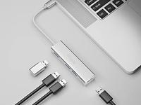 Equip 128958 usb-c to 4-port usb 3.0 hubs, usb 3.2 gen 1 type-c, type-a, 5000 mbit/s, silver - thumbnail