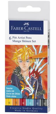 Faber Castell FC-167157 Tekenstift Faber-Castell Pitt Artist Pen Manga 6-delig Etui Shônen Faber Castell FC-167157 Tekenstift Faber-Castell Pitt Artist Pen Manga 6-delig Etui Shônen