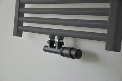 Riko set thermostatisch onderblok haaks-rechts mat zwart