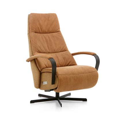 Relaxstoel E-100 Donkergeel Stof en Leer