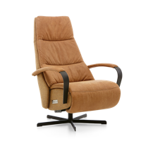 Relaxstoel E-100 Donkergeel Stof en Leer - thumbnail