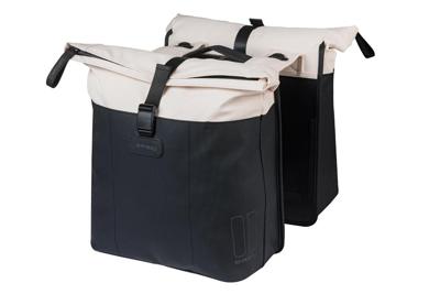 Dubbele fietstas Basil Vive MIK 28-35L 14 x 30 x 38 cm - wit/zwart