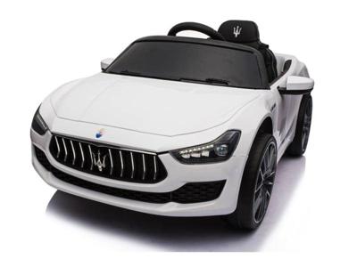 Maserati Ghibli, 12v elektrische kinderauto, rubberen banden, lederen zitje.