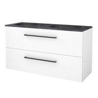 Badmeubelset BWS Salt 120x46cm Met Grepen 2 Lades Met Wastafel Hardsteen 2 Kraangaten Ice White - thumbnail