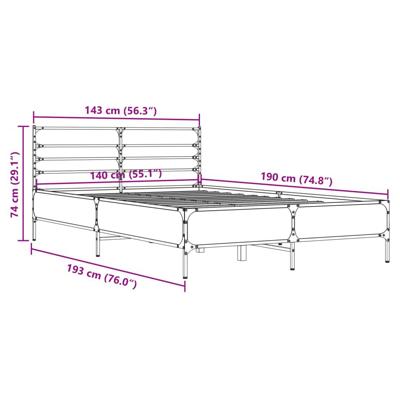 Bedframe LED bewerkt hout metaal zwart 140x190 cm Bedframe LED bewerkt hout metaal zwart 140x190 cm