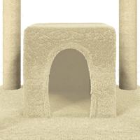 Kattenmeubel met sisal krabpalen 174 cm crèmekleurig - thumbnail