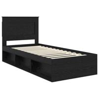 Bedframe met hoofdeinde Zwart 90 x 190 cm Massief grenenhout - thumbnail