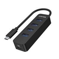 UNITEK Active Hub 10 W met geïntegreerde 15 cm kabel met USB-C plug poorten 4 x USB 3.1 en 1 x USB-C 5 V2A onmiddellijke gegevensoverdracht van maximaal 5 Gbps en veilig opladen Plug and Play - thumbnail