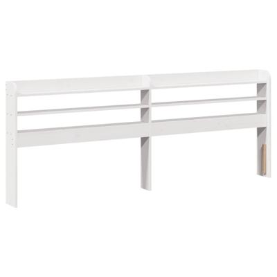 Bedframe met hoofdbord massief grenenhout wit 200x200 cm - thumbnail