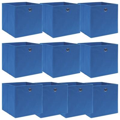 Opbergboxen 10 st 32x32x32 cm stof blauw
