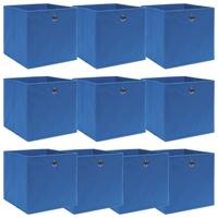 Opbergboxen 10 st 32x32x32 cm stof blauw - thumbnail