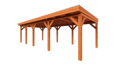 Trendhout Overkapping Mensa 850x400 cm- Plat dak- Onbehandeld lariks Douglas hout- Trendhout