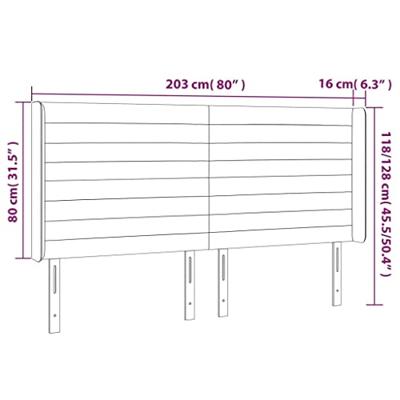 Hoofdbord met randen 203x16x118/128 cm fluweel roze