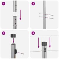 VidaXL Afrasteringspaal 7 pcs zilver staal - thumbnail