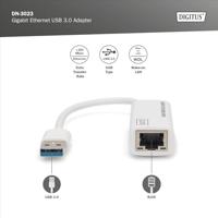 Digitus Netwerk, USB 3.2 Gen 1 (USB 3.0) Adapter [1x USB 3.0 stekker A - 1x RJ45] DN-3023 20.00 cm Afgeschermd - thumbnail