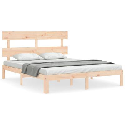 Bedframe met hoofdbord massief hout