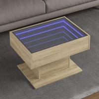 Salontafel met LED 70x50x45 cm bewerkt hout sonoma eikenkleurig - thumbnail