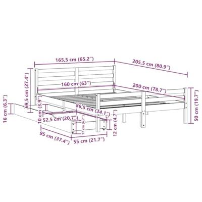 Bedframe zonder matras massief grenenhout 160x200 cm